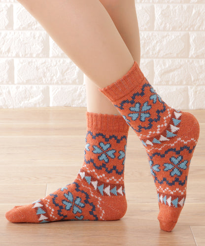 【5足セット】トライバル柄ボリュームニットソックス