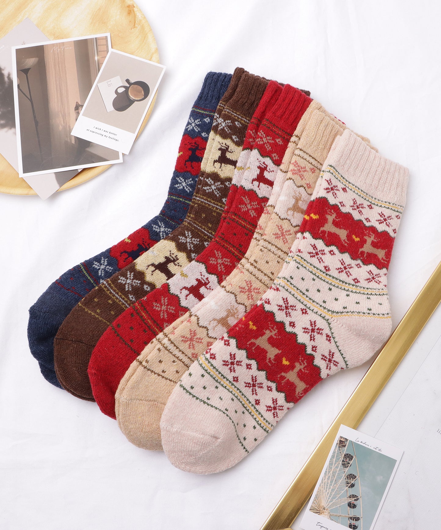 【5足セット】トライバル柄ボリュームニットソックス