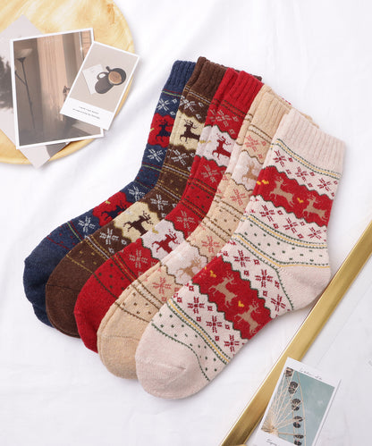 【5足セット】トライバル柄ボリュームニットソックス