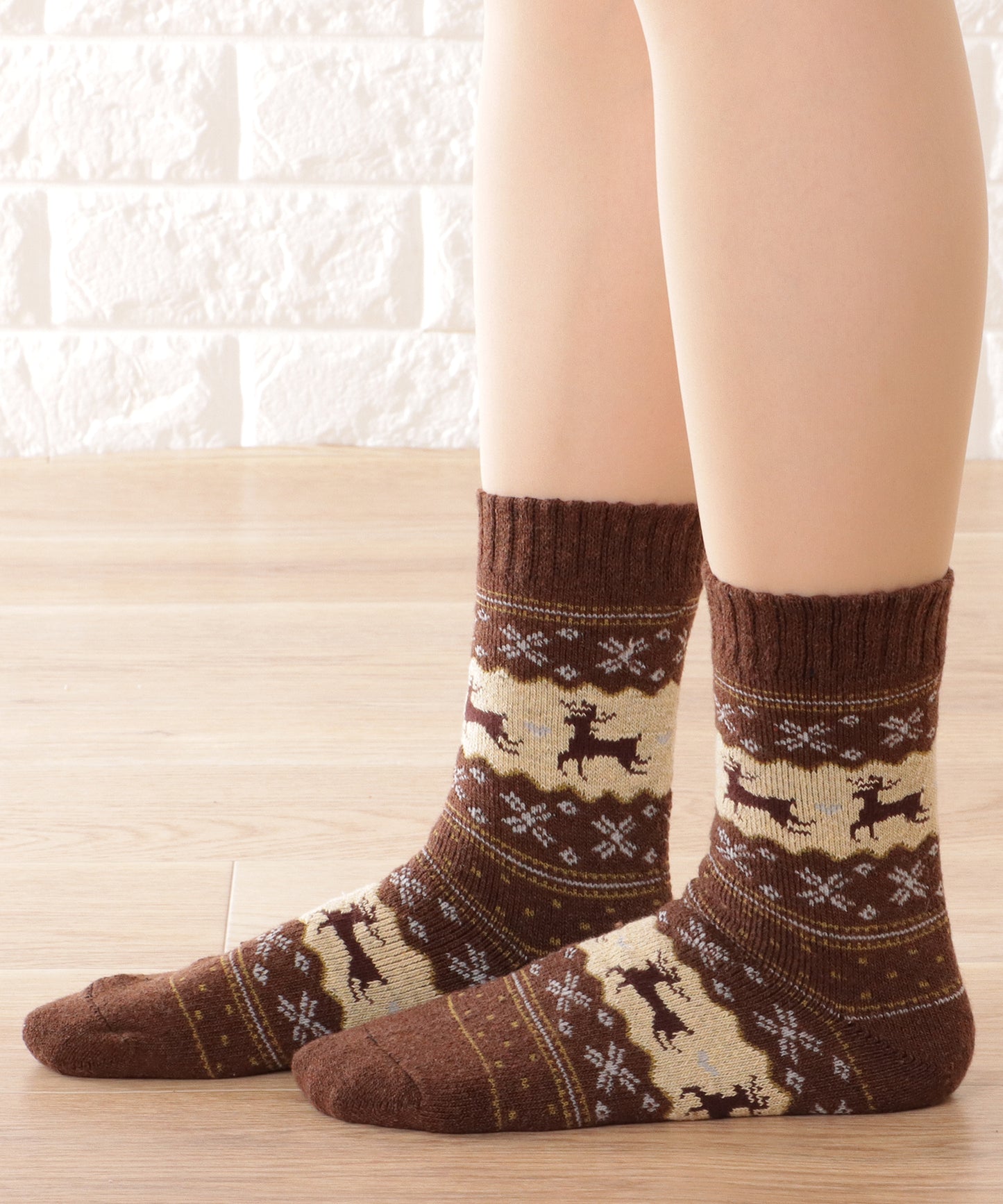 【5足セット】トライバル柄ボリュームニットソックス