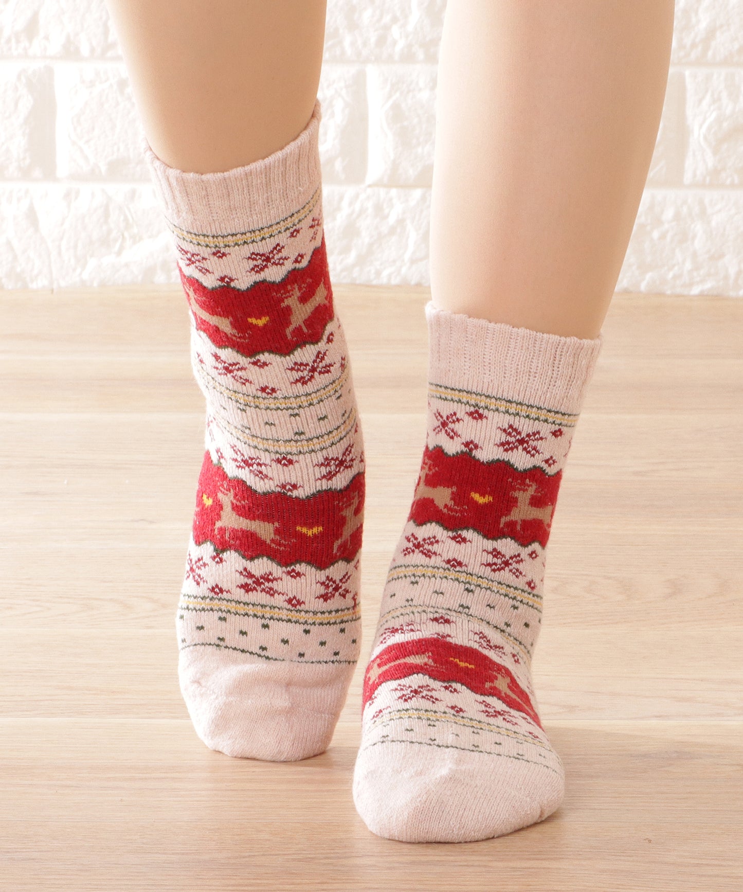 【5足セット】トライバル柄ボリュームニットソックス