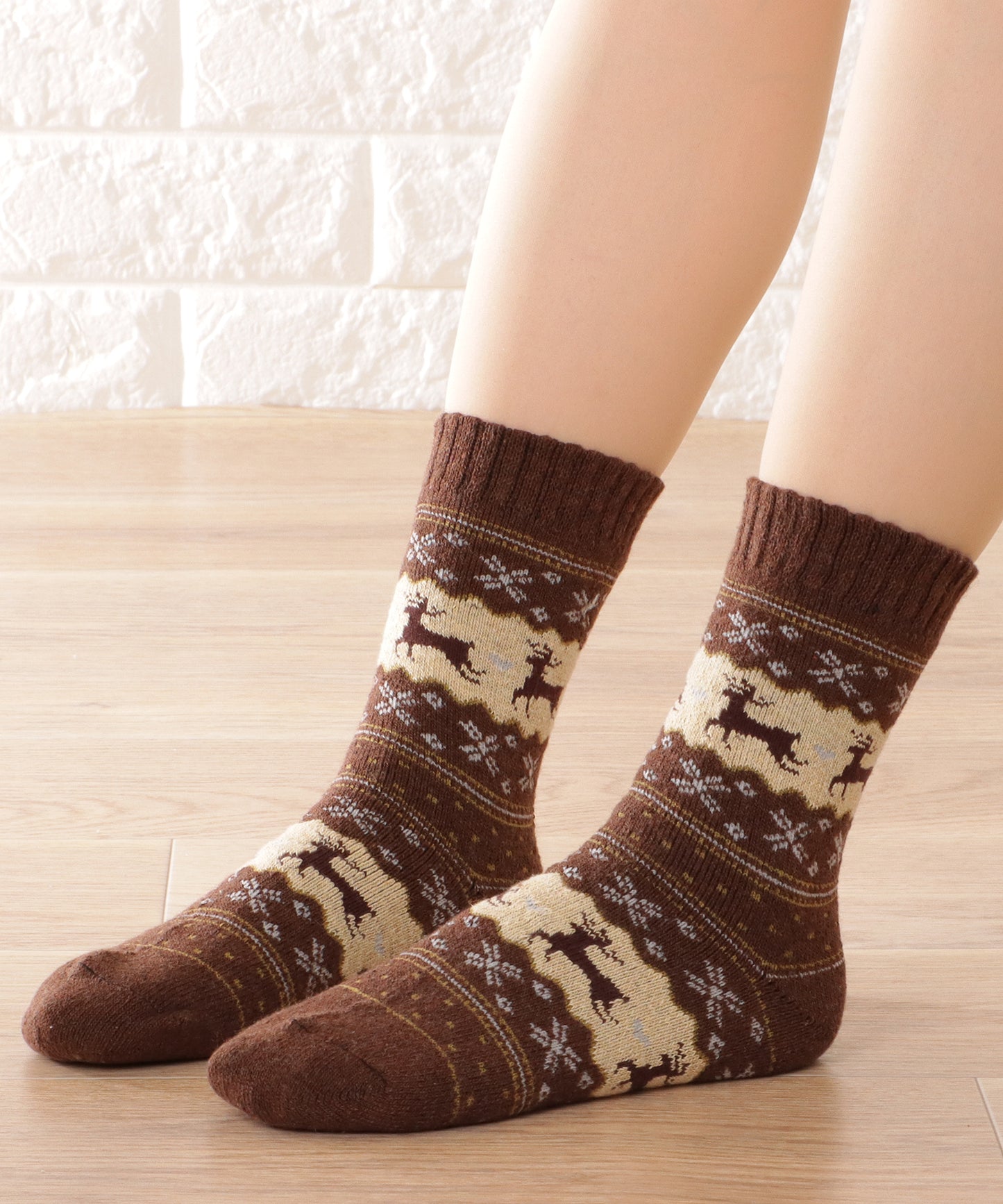 【5足セット】トライバル柄ボリュームニットソックス