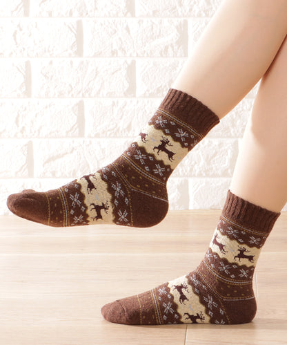 【5足セット】トライバル柄ボリュームニットソックス