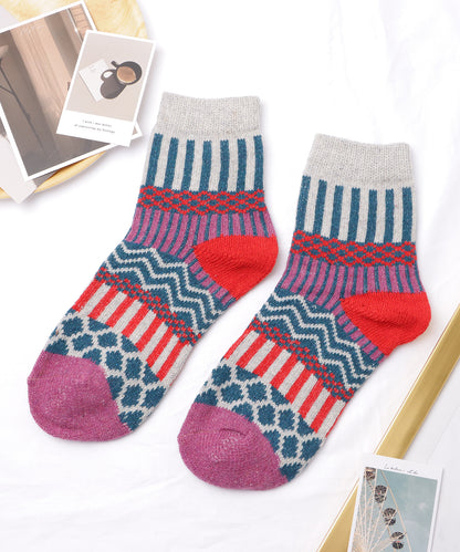 【5足セット】トライバル柄ボリュームニットソックス