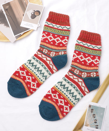 【5足セット】トライバル柄ボリュームニットソックス