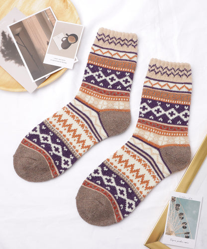 【5足セット】トライバル柄ボリュームニットソックス