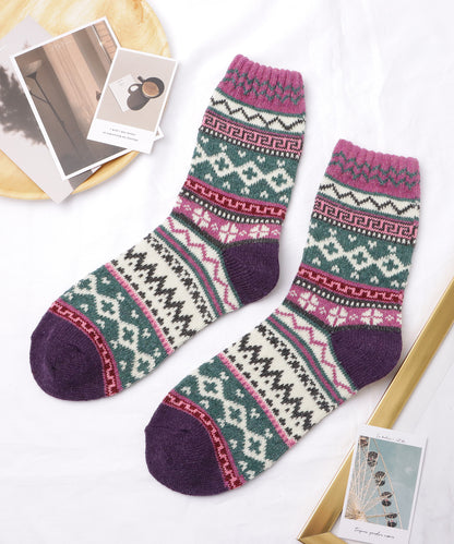 【5足セット】トライバル柄ボリュームニットソックス