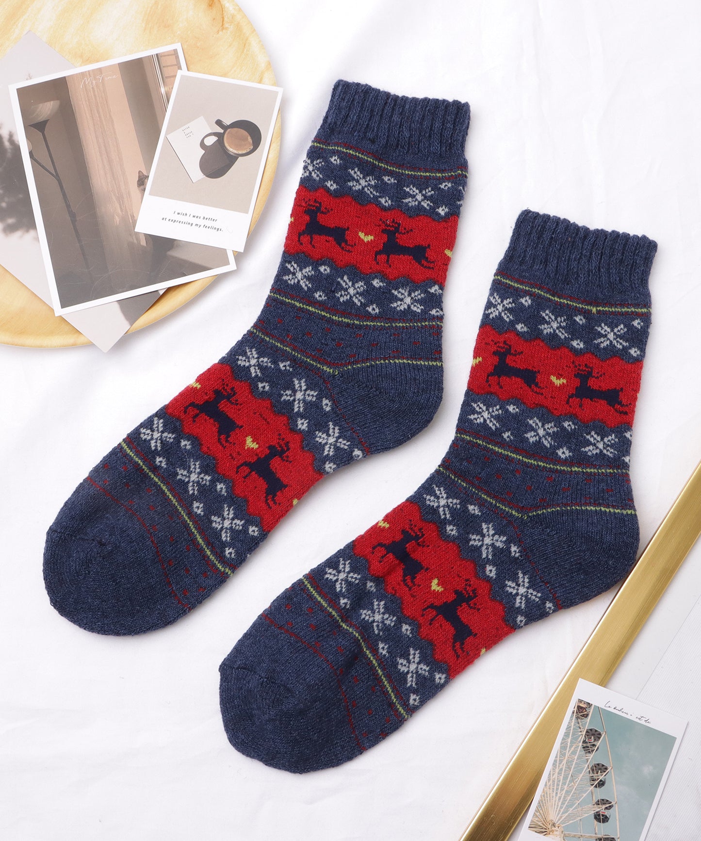 【5足セット】トライバル柄ボリュームニットソックス