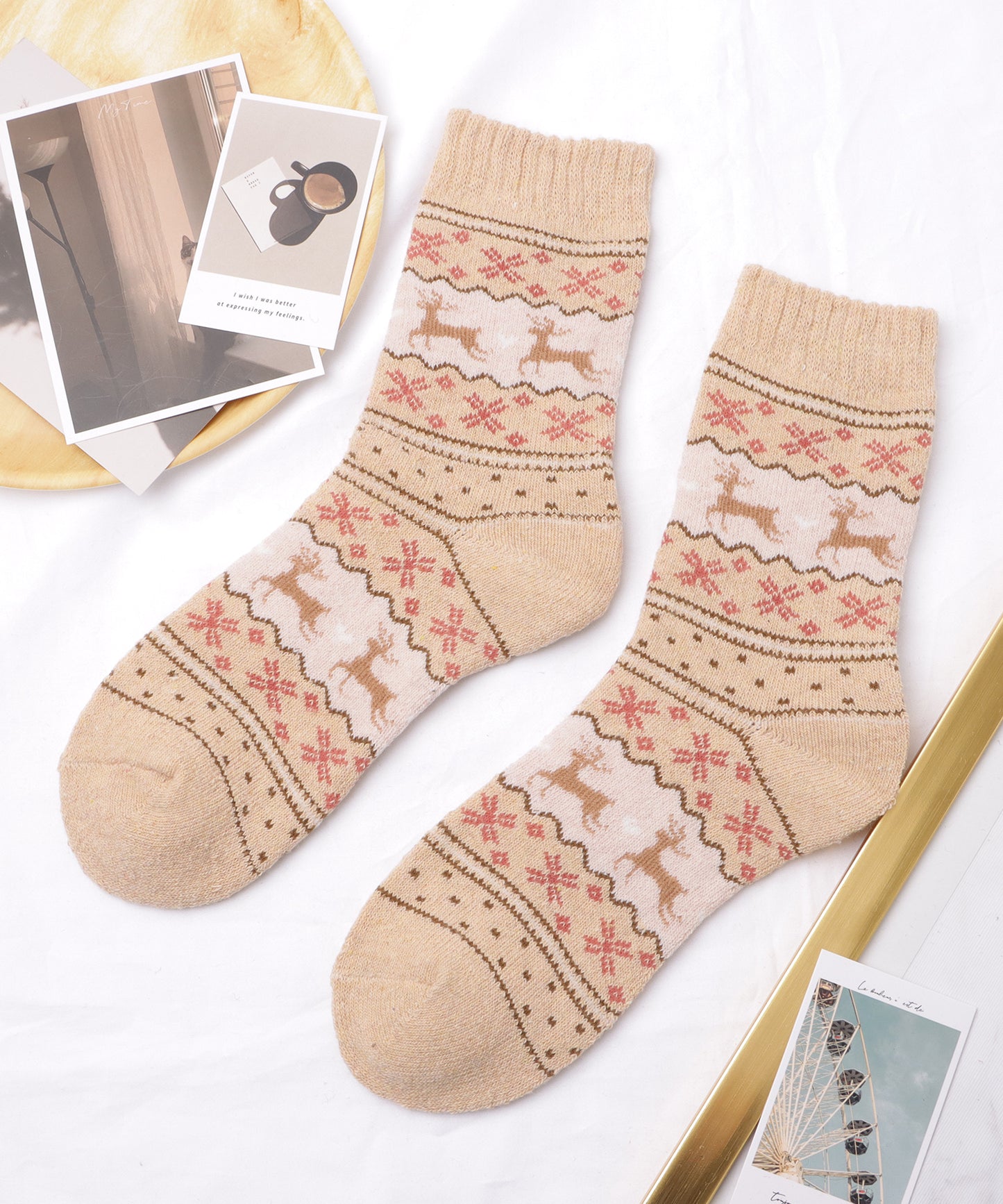 【5足セット】トライバル柄ボリュームニットソックス