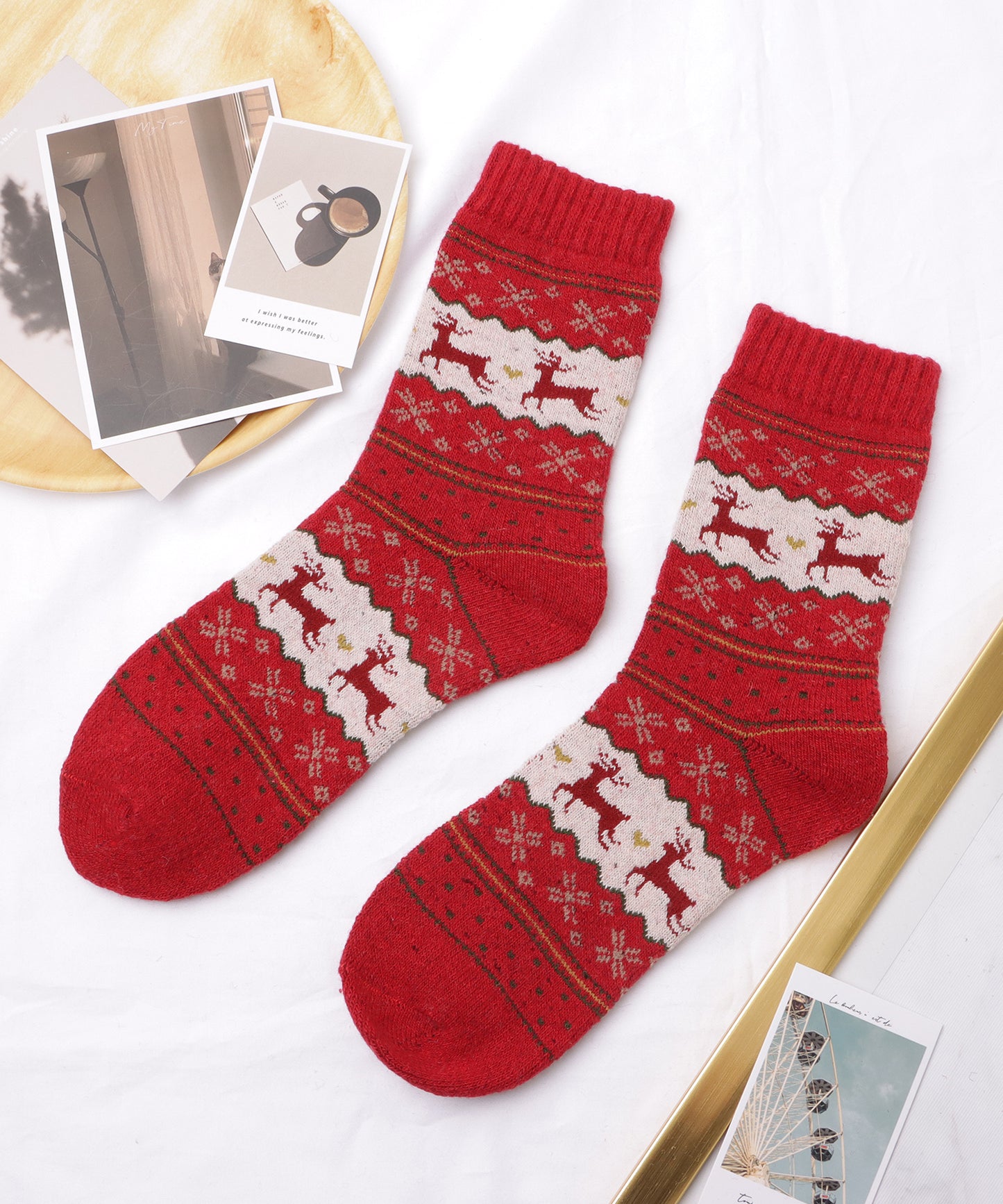 【5足セット】トライバル柄ボリュームニットソックス