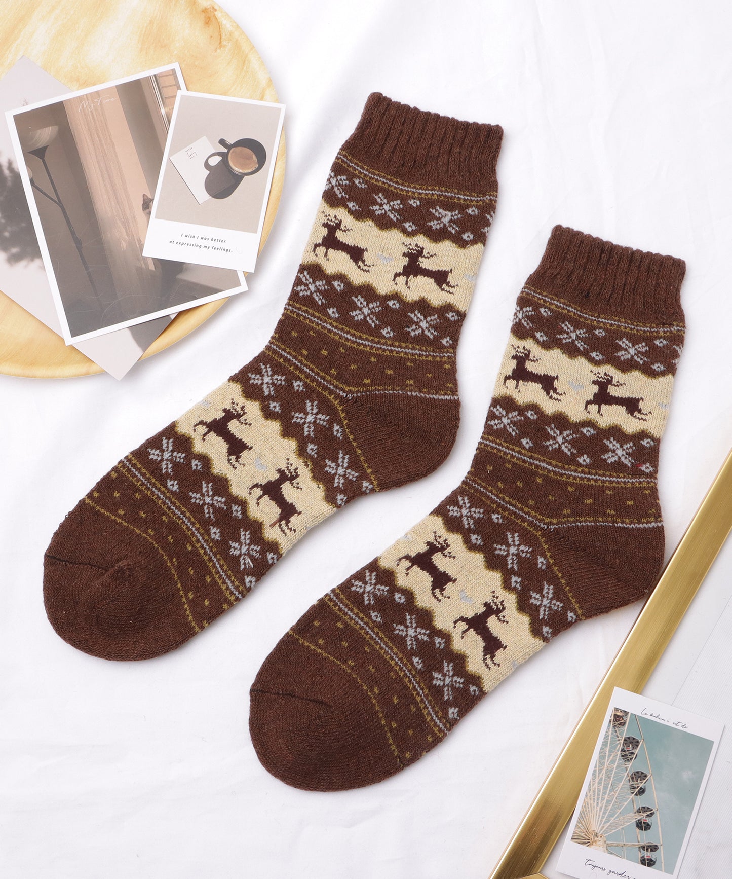 【5足セット】トライバル柄ボリュームニットソックス