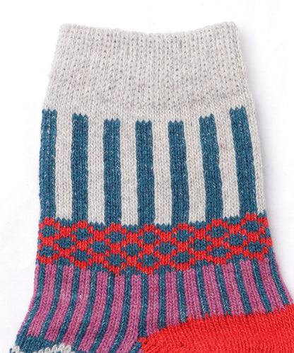 【5足セット】トライバル柄ボリュームニットソックス