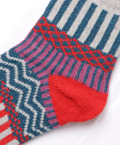 【5足セット】トライバル柄ボリュームニットソックス