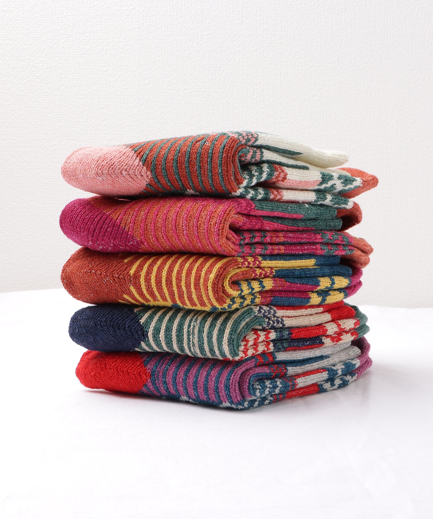 【5足セット】トライバル柄ボリュームニットソックス