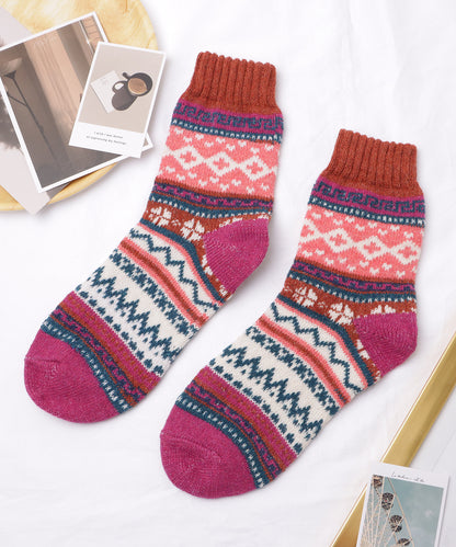 【5足セット】トライバル柄ボリュームニットソックス