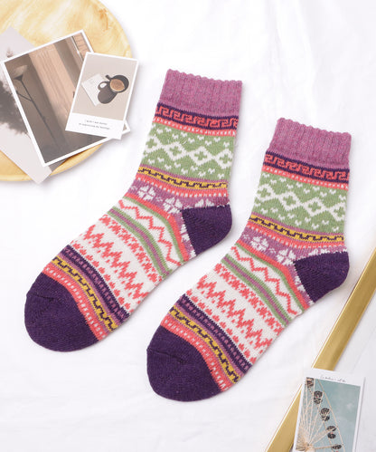 【5足セット】トライバル柄ボリュームニットソックス