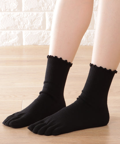 【5足セット】メロウフリル5本指カラーソックス