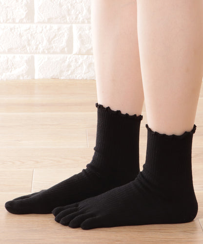 【5足セット】メロウフリル5本指カラーソックス