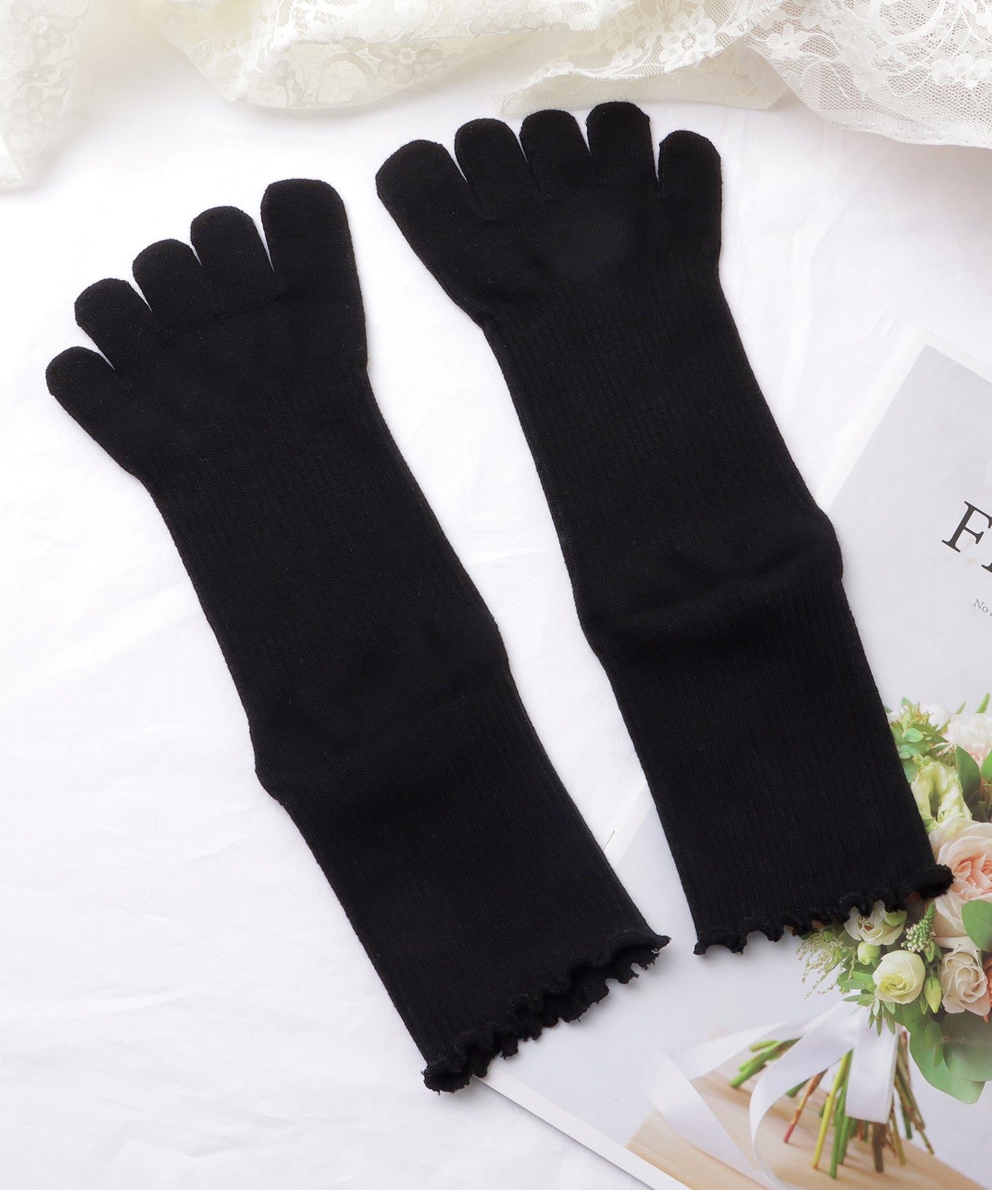 【5足セット】メロウフリル5本指カラーソックス