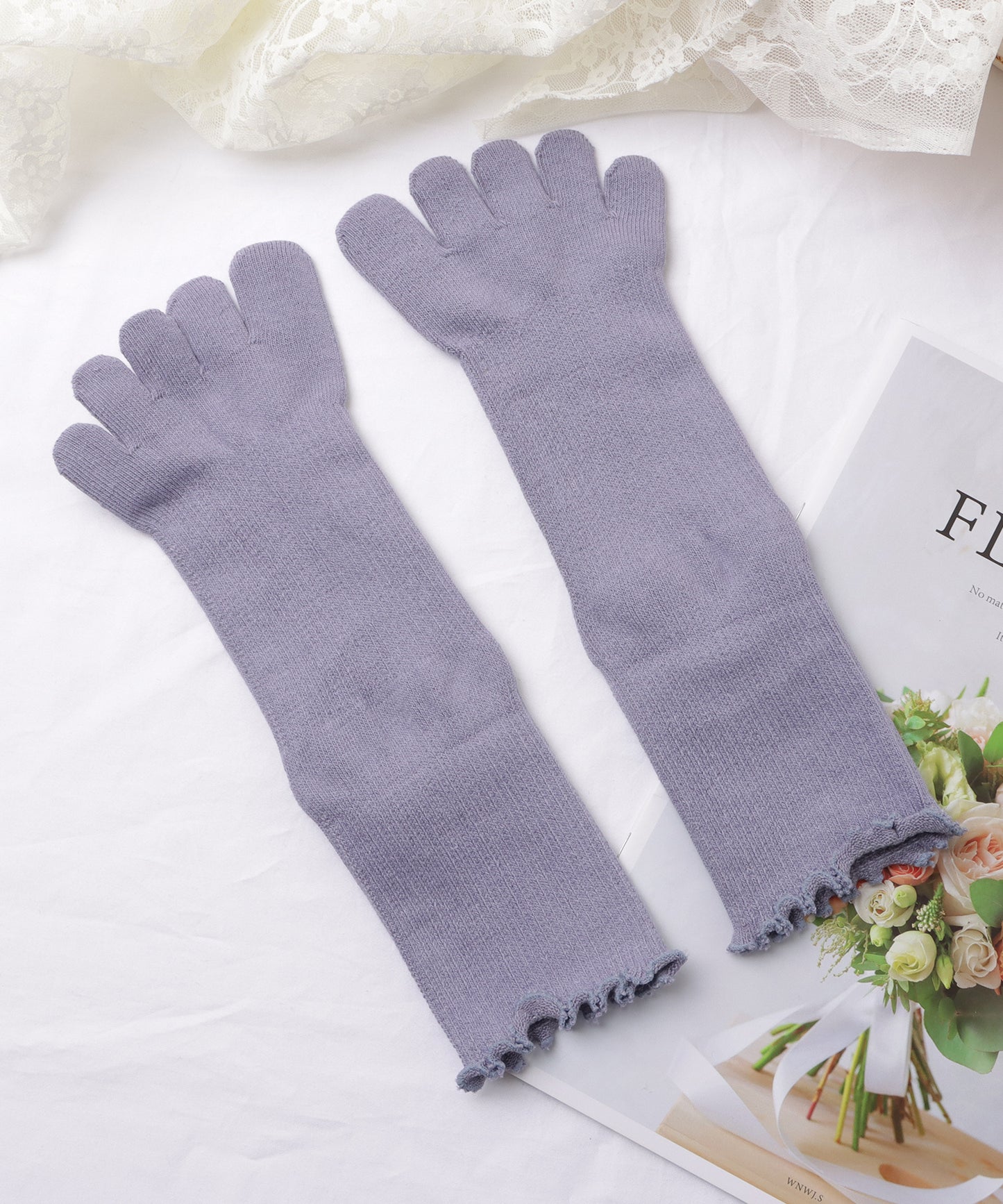 【5足セット】メロウフリル5本指カラーソックス