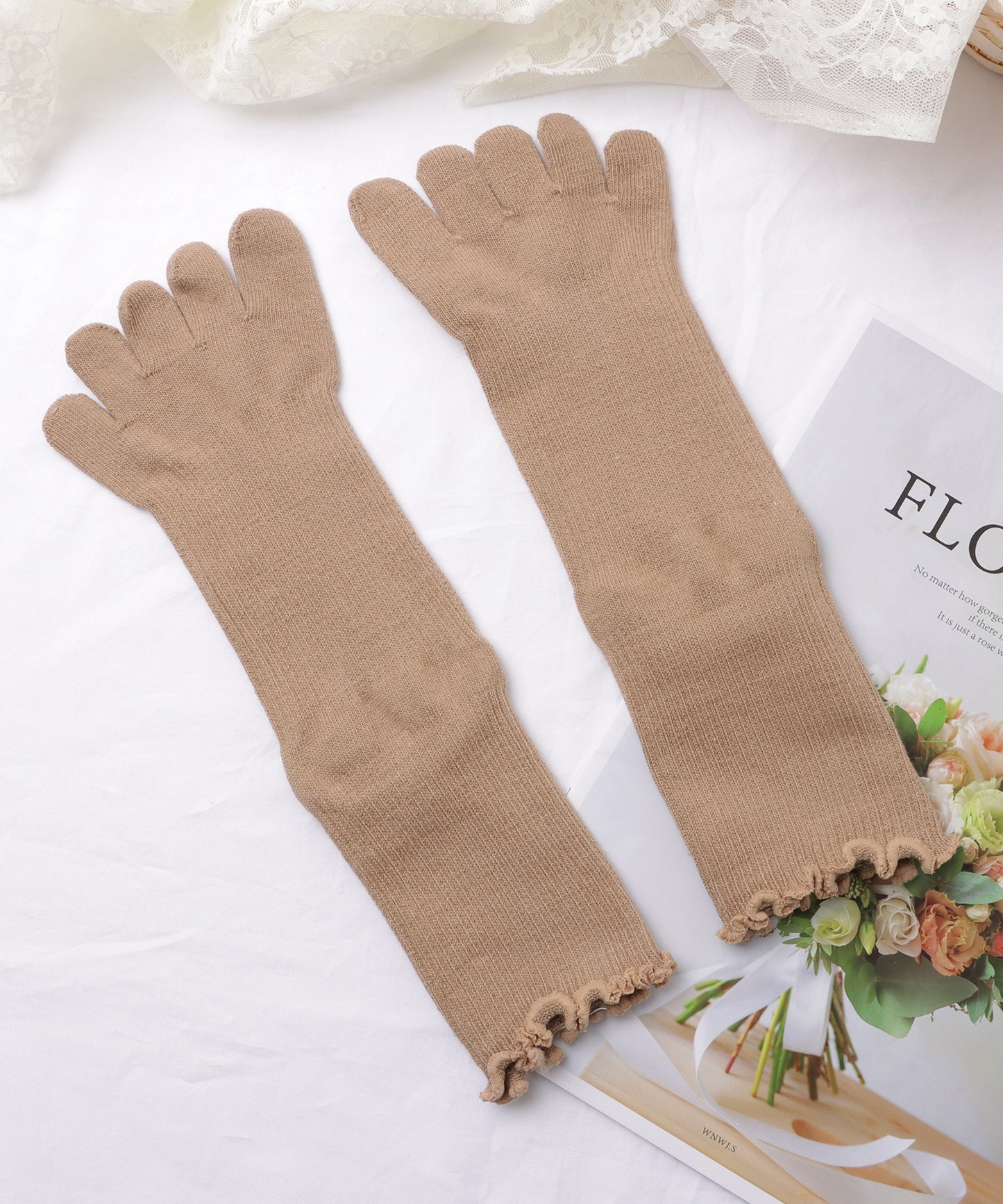 【5足セット】メロウフリル5本指カラーソックス