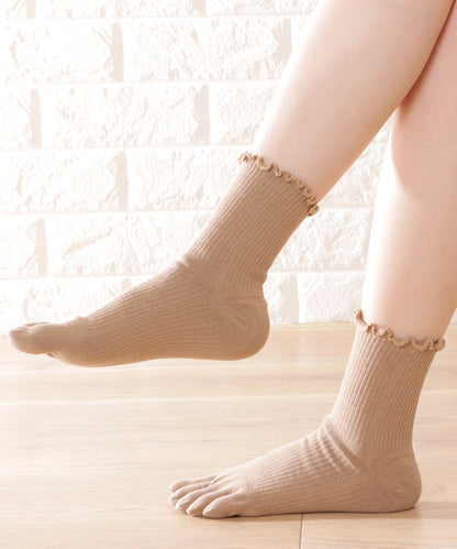 【5足セット】メロウフリル5本指カラーソックス