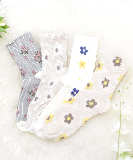 【4色組】花柄ショートソックスセット