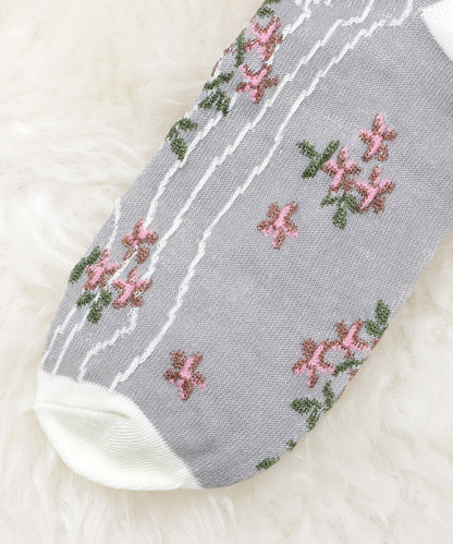 【4色組】花柄ショートソックスセット