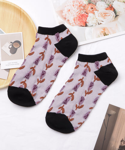 【5足セット】レトロフラワーバラエティショートソックス