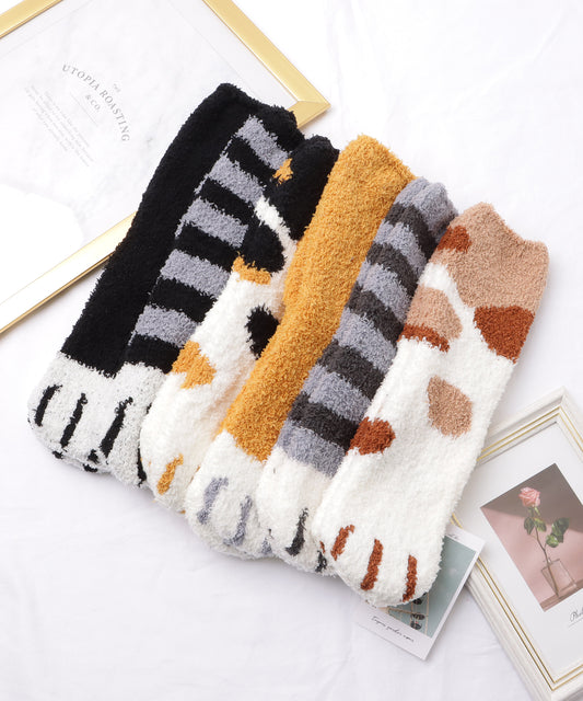 【6足セット】ふわもこ猫足バラエティルームソックス