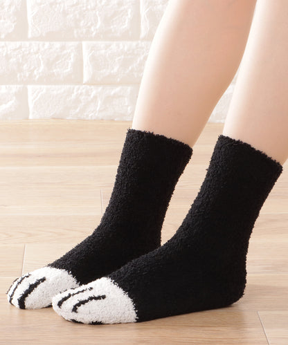 【6足セット】ふわもこ猫足バラエティルームソックス