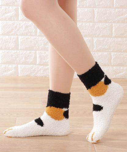 【6足セット】ふわもこ猫足バラエティルームソックス