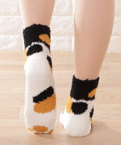 【6足セット】ふわもこ猫足バラエティルームソックス