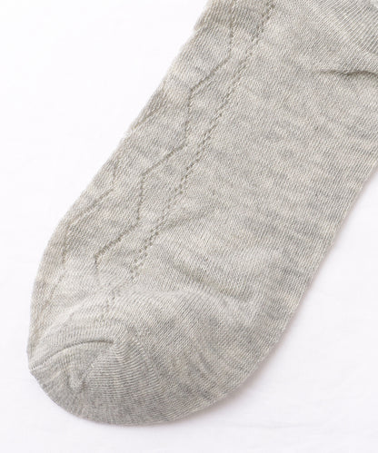 【6足セット】 ウエーブ レース ソリッドカラー クルー丈 ソックス