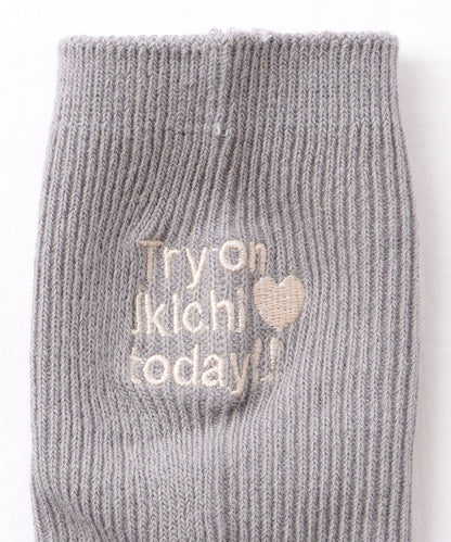 【5足セット】 バック 刺繍 ロゴ リブ クルー ソックス