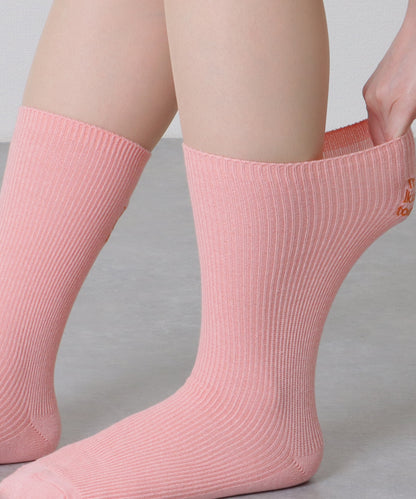 【5足セット】 バック 刺繍 ロゴ リブ クルー ソックス