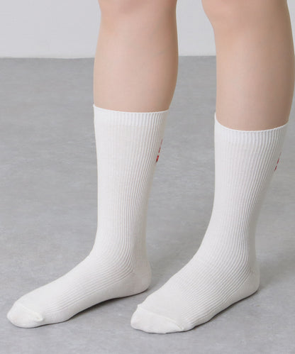 【5足セット】 バック 刺繍 ロゴ リブ クルー ソックス