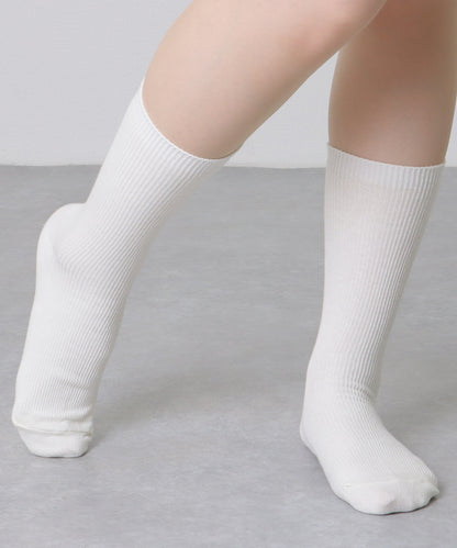 【5足セット】 バック 刺繍 ロゴ リブ クルー ソックス