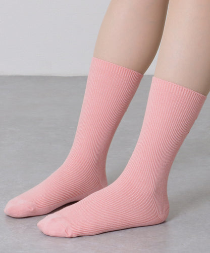 【5足セット】 バック 刺繍 ロゴ リブ クルー ソックス