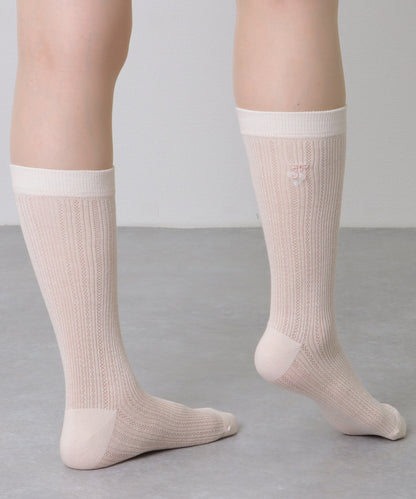 【5足セット】 リボン 刺繍付き レース クルー丈 ソックス