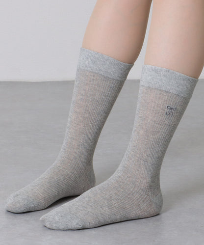 【5足セット】 リボン 刺繍付き レース クルー丈 ソックス