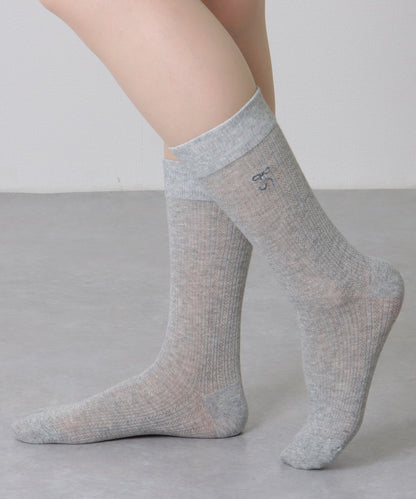 【5足セット】 リボン 刺繍付き レース クルー丈 ソックス