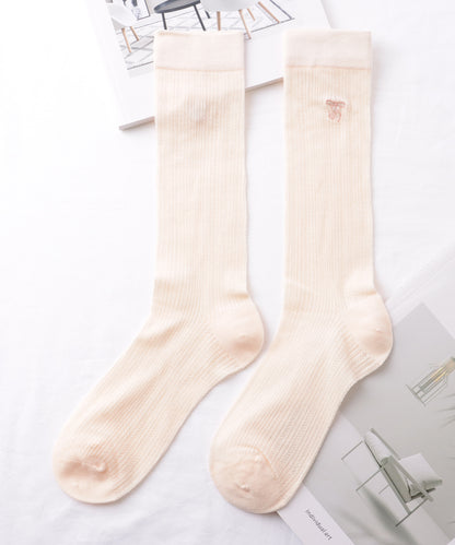 【5足セット】 リボン 刺繍付き レース クルー丈 ソックス