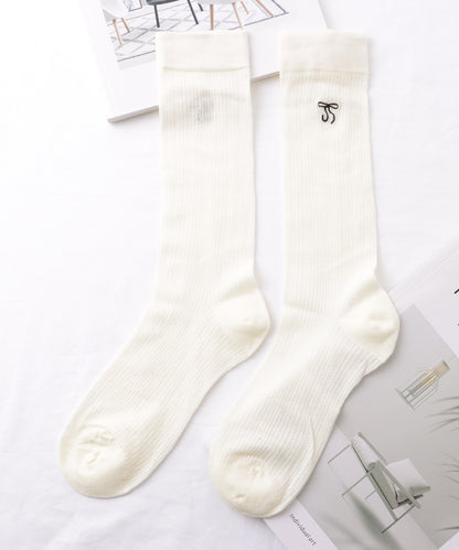 【5足セット】 リボン 刺繍付き レース クルー丈 ソックス
