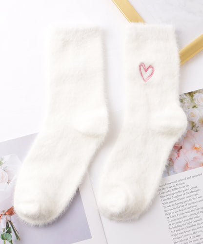 【5足セット】ハート 刺繍 シャギー ルーム ソックス