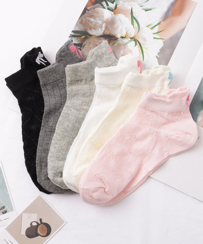 【6足セット】リボン モチーフ ベーシック ショート ソックス