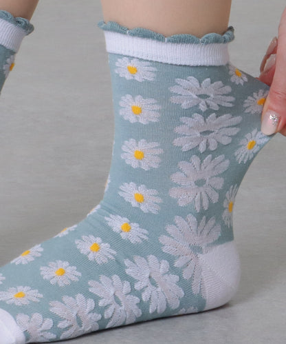 【10足セット】 立体 花柄 レリーフ クルー丈 ソックス