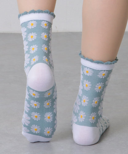 【10足セット】 立体 花柄 レリーフ クルー丈 ソックス