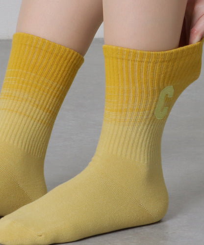 【7足セット】 アルファベット 刺繍 グラデーション カラー クルー丈 ソックス