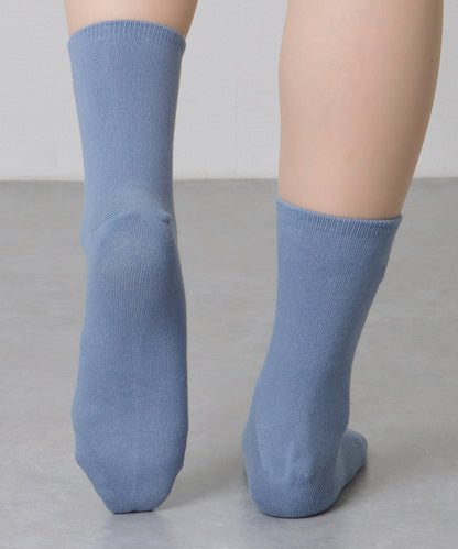 【6足セット】 ソリッドカラー ハート 刺繍付 クルー丈 ソックス